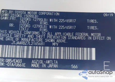 2020 Lexus Nx 300 z USA, uszkodzony, nr VIN JTJAARBZ7L2165681